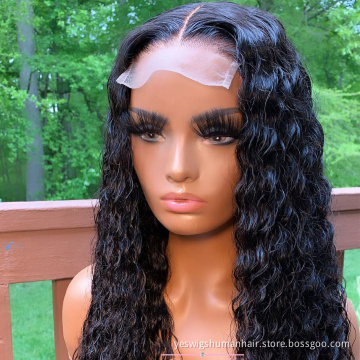 Wholesale Cheap Water Wave Raw Indian Virgin Human Hair Hd Full Transparent Lace Front Wig 4X4 Lace Closure Wig For Black Women